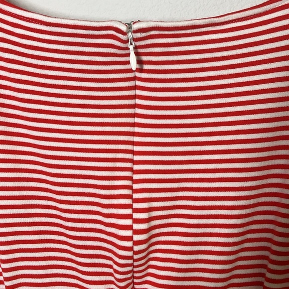 Ann Taylor Red Striped Puff Sleeve Dress Size 4 Stretchy Fit - Picture 10 of 11